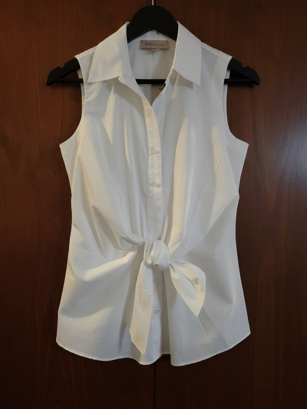 Philosophy Republic Womens Small Front Tie Sleeveless Button Shirt White NWT